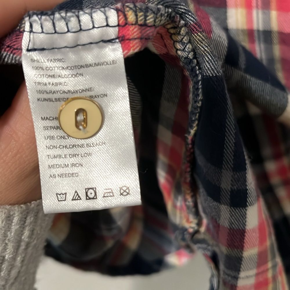 ANTHROPOLOGIE Isabella Sinclair Abilene Plaid Flannel Half Button Up, Size M - Picture 8 of 9